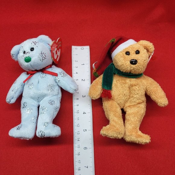 Flaky The Bear and 2003 Holiday Teddy Bear Jingle Beanies Set of 2 Christmas Plu - Picture 8 of 12